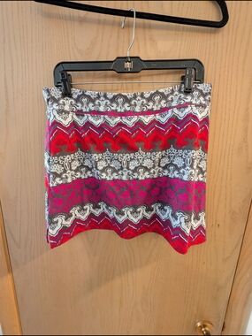 Tranquility Women's Pink and Red Patterned Mini Skirt